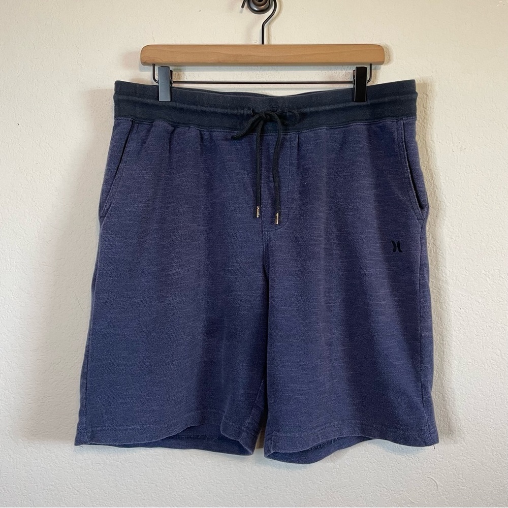 Hurley Pull On Stretch Waist Navy Blue Cotton Blend Athletic Shorts Size Large